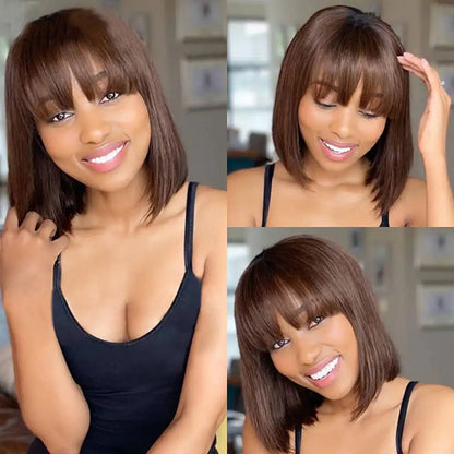 Straight Bob Human Hair Wig with Bangs