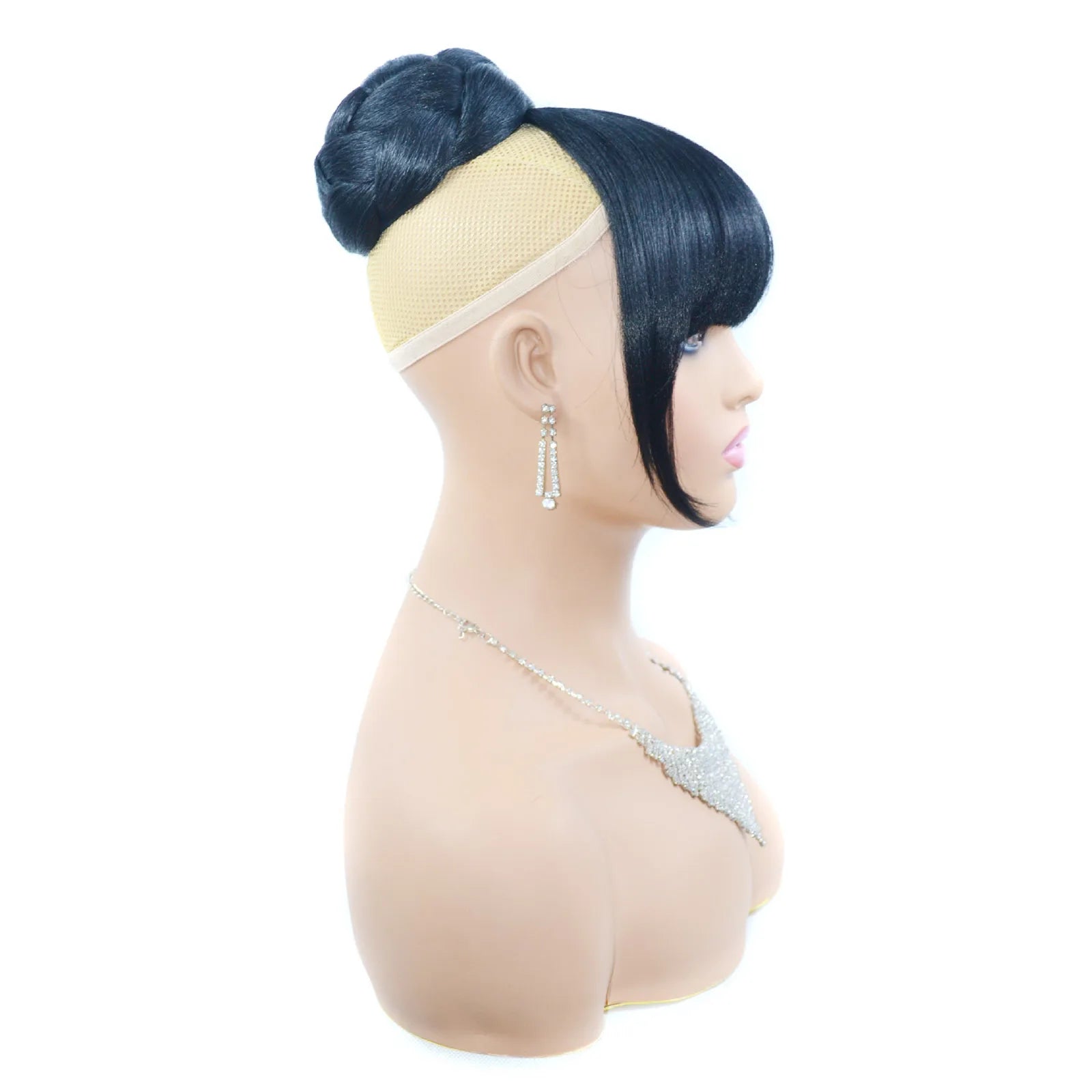 Synthetic Hair Chignon with Bangs