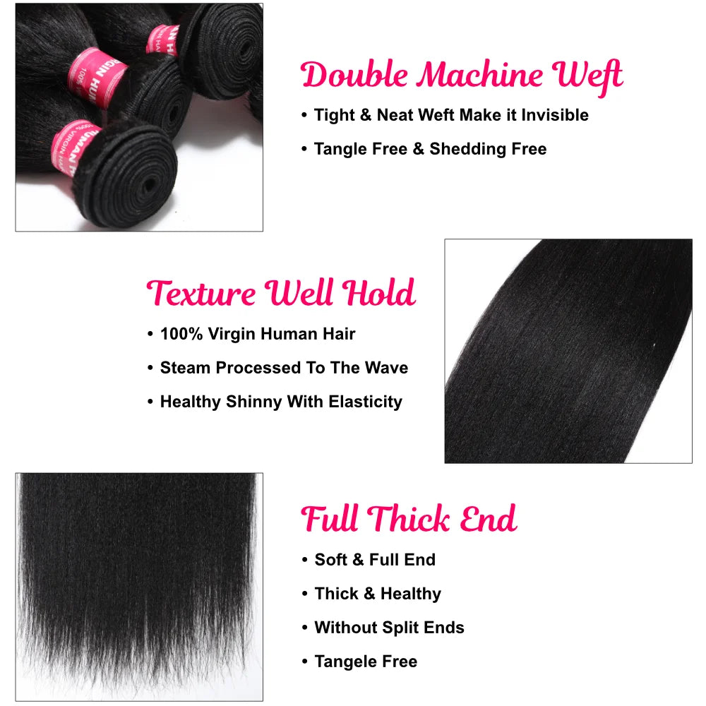 Yaki Straight Human Hair Bundles