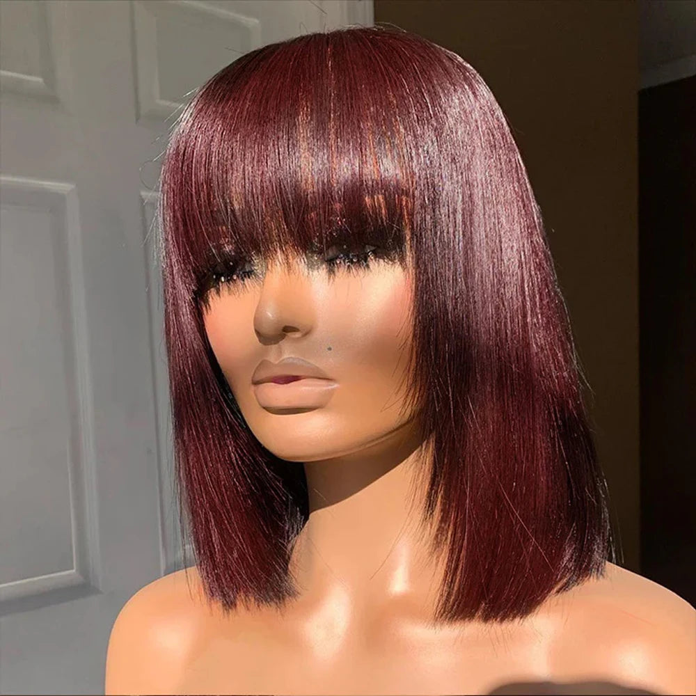 Straight Bob Human Hair Wig with Bangs