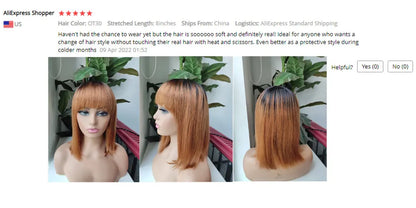 Straight Bob Human Hair Wig with Bangs