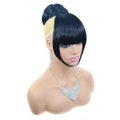 Synthetic Hair Chignon with Bangs