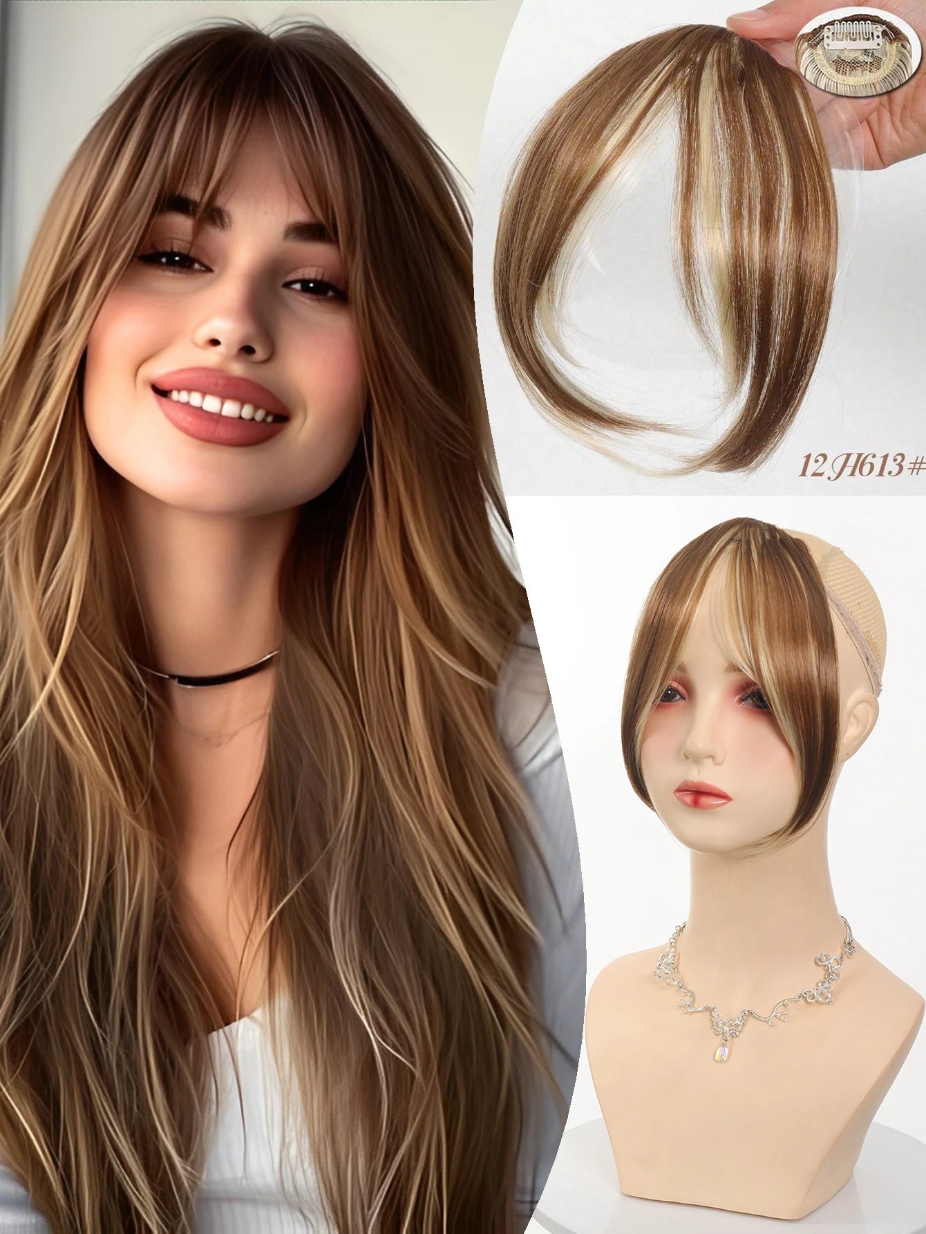 Synthesis Wig Middle-Part Clip-In Bangs