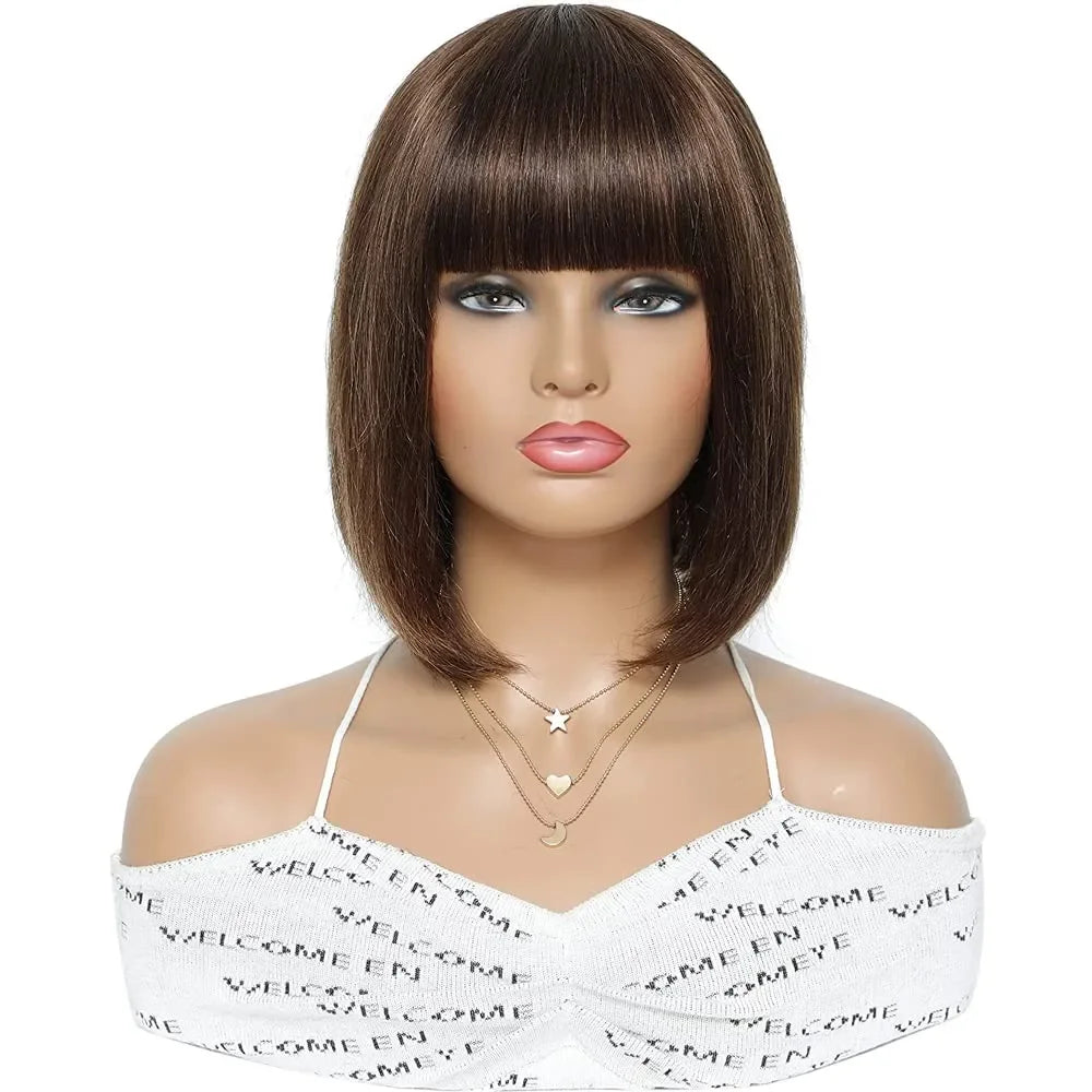 Straight Bob Human Hair Wig with Bangs