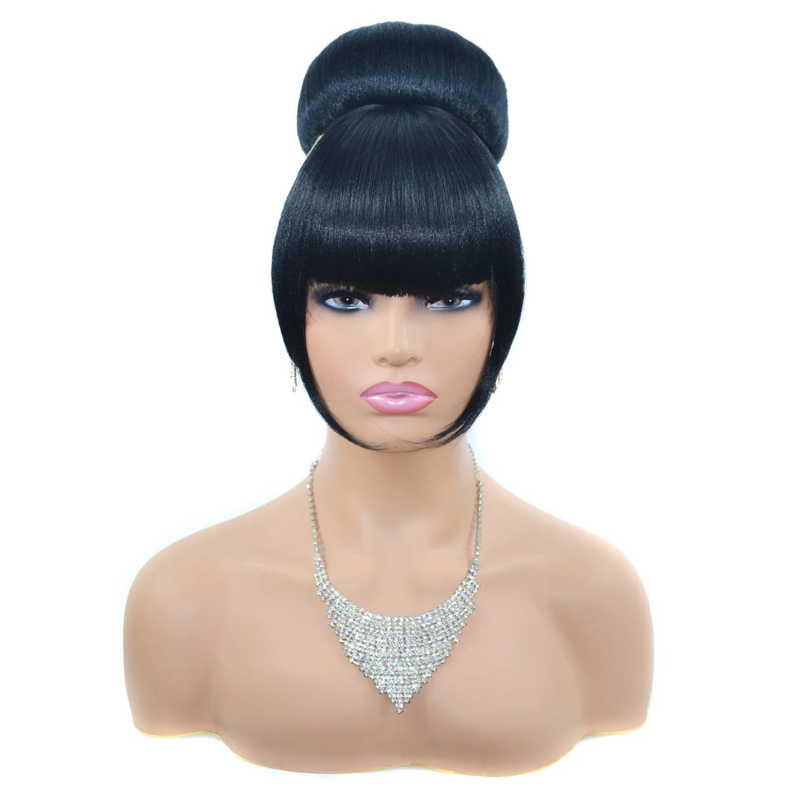 Synthetic Hair Chignon with Bangs