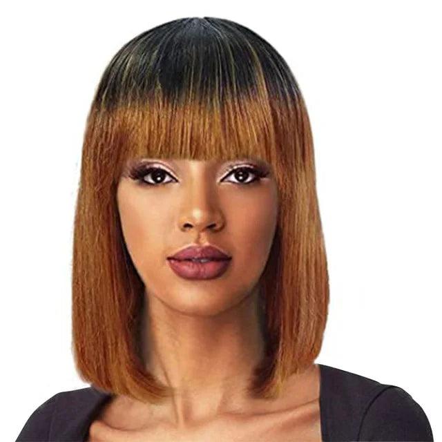 Straight Bob Human Hair Wig with Bangs