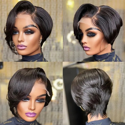 Straight Pixie Cut Short Bob Wigs Human Hair