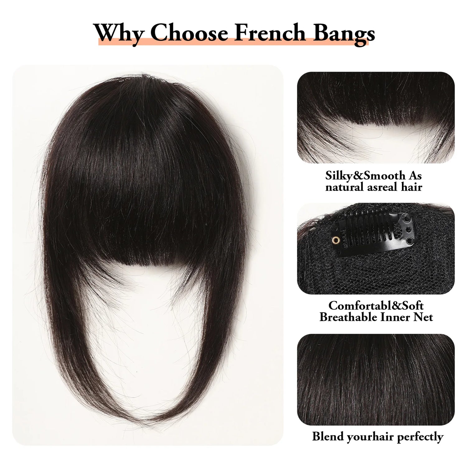 Straight Remy Human Hair Clip-In Bangs
