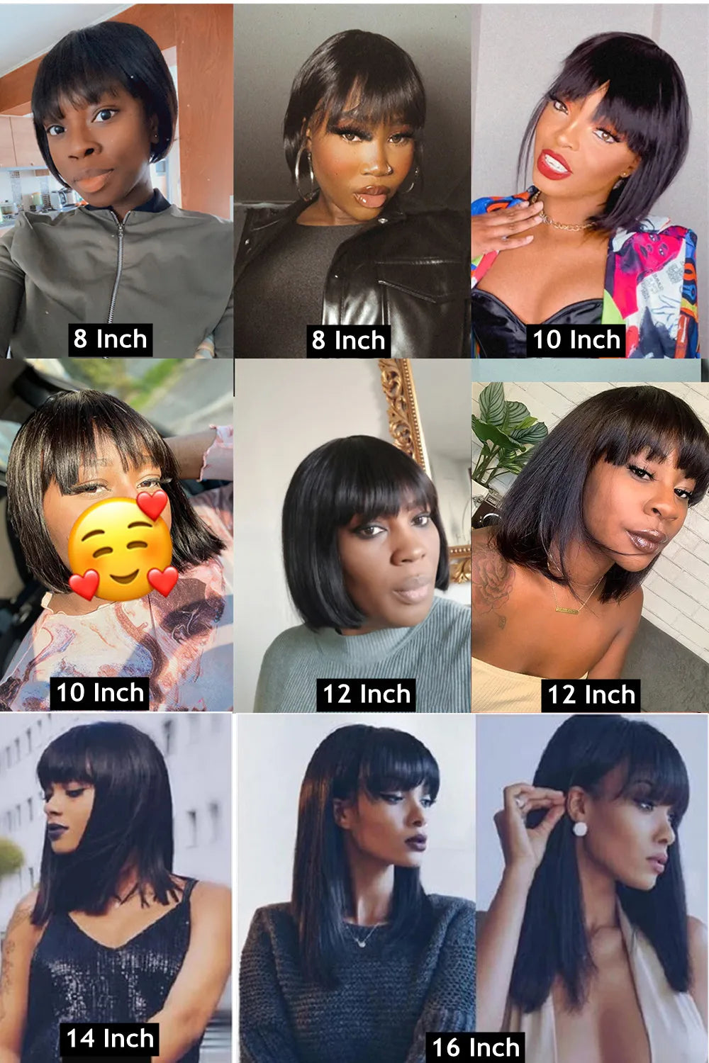 Straight Bob Human Hair Wig with Bangs