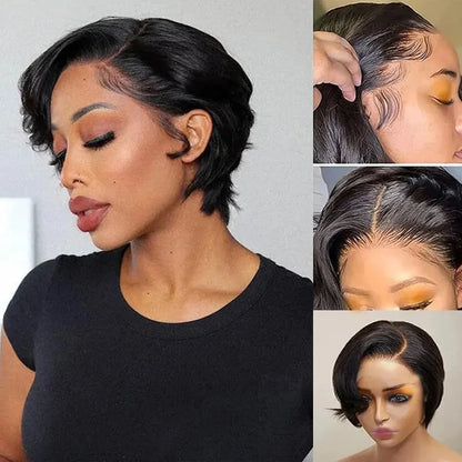 Straight Pixie Cut Short Bob Wigs Human Hair