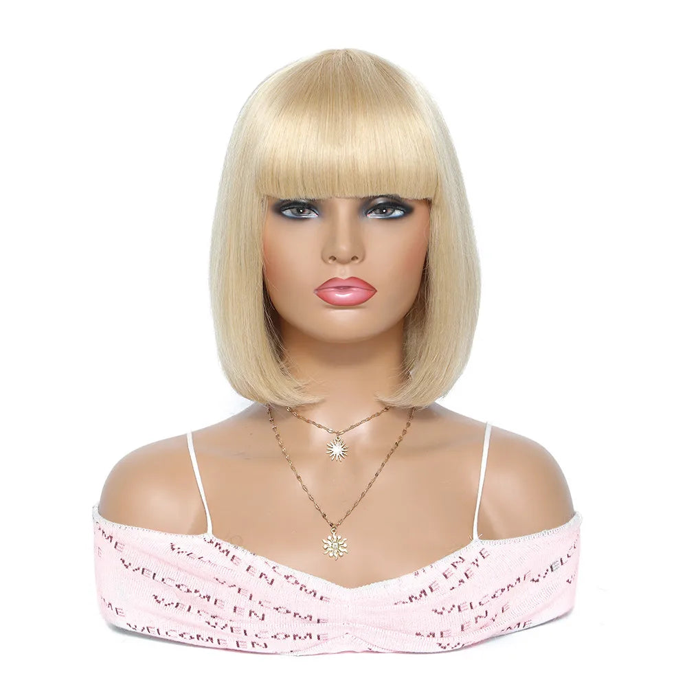 Straight Bob Human Hair Wig with Bangs