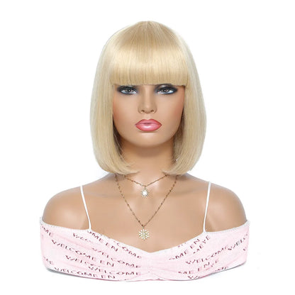 Straight Bob Human Hair Wig with Bangs