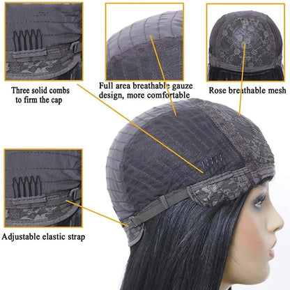 Natural Black Straight Bob Wig with Bangs – Sleek Brazilian Hair