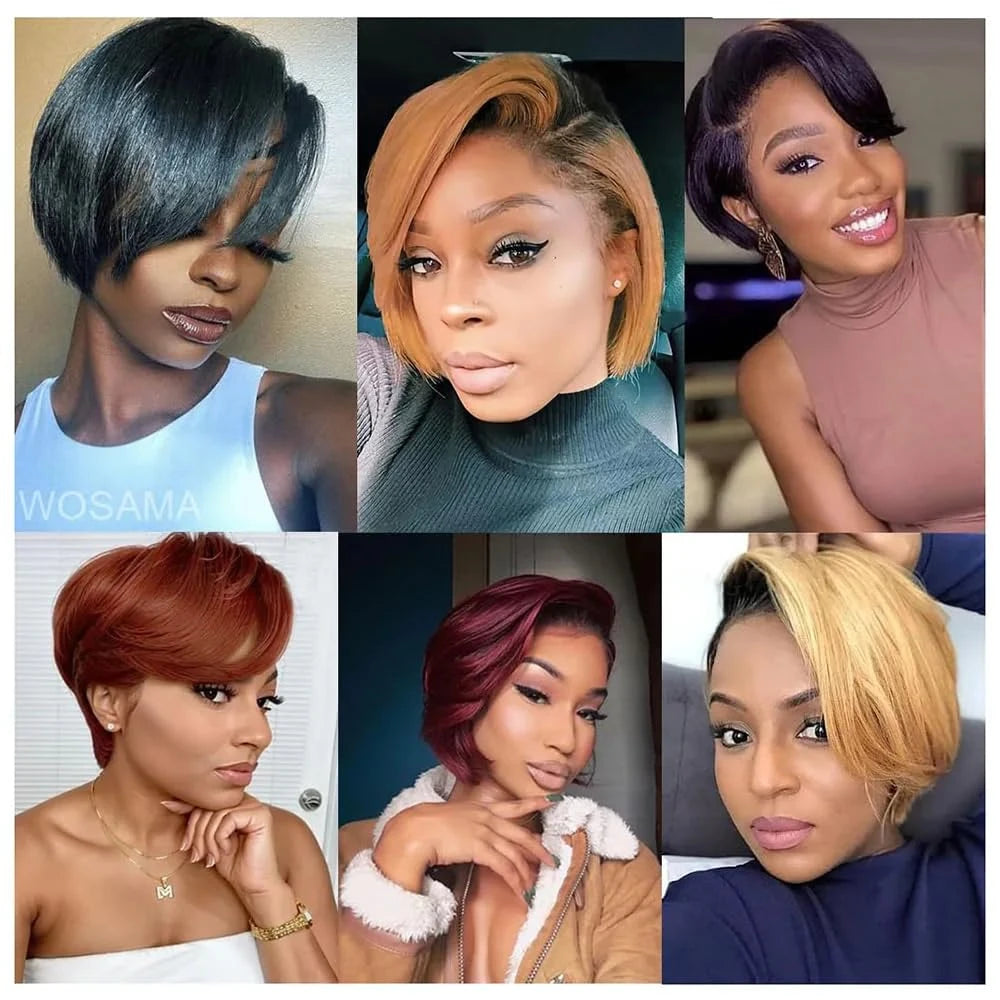 Straight Pixie Cut Short Bob Wigs Human Hair