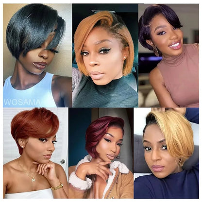 Straight Pixie Cut Short Bob Wigs Human Hair