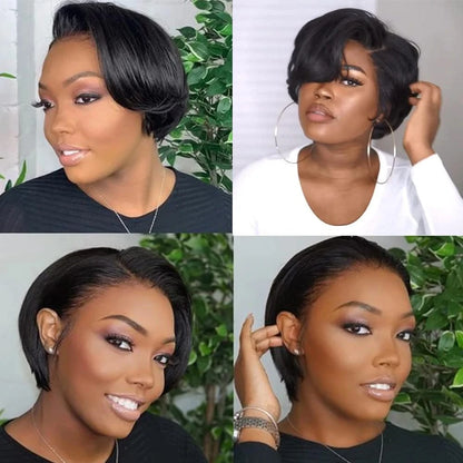 Straight Pixie Cut Short Bob Wigs Human Hair