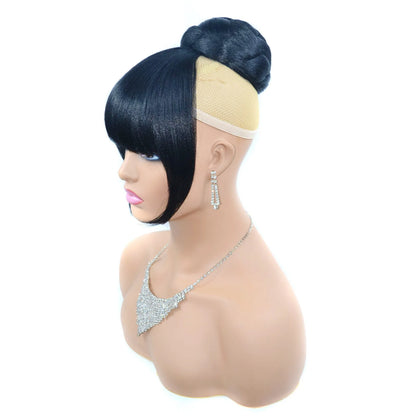 Synthetic Hair Chignon with Bangs