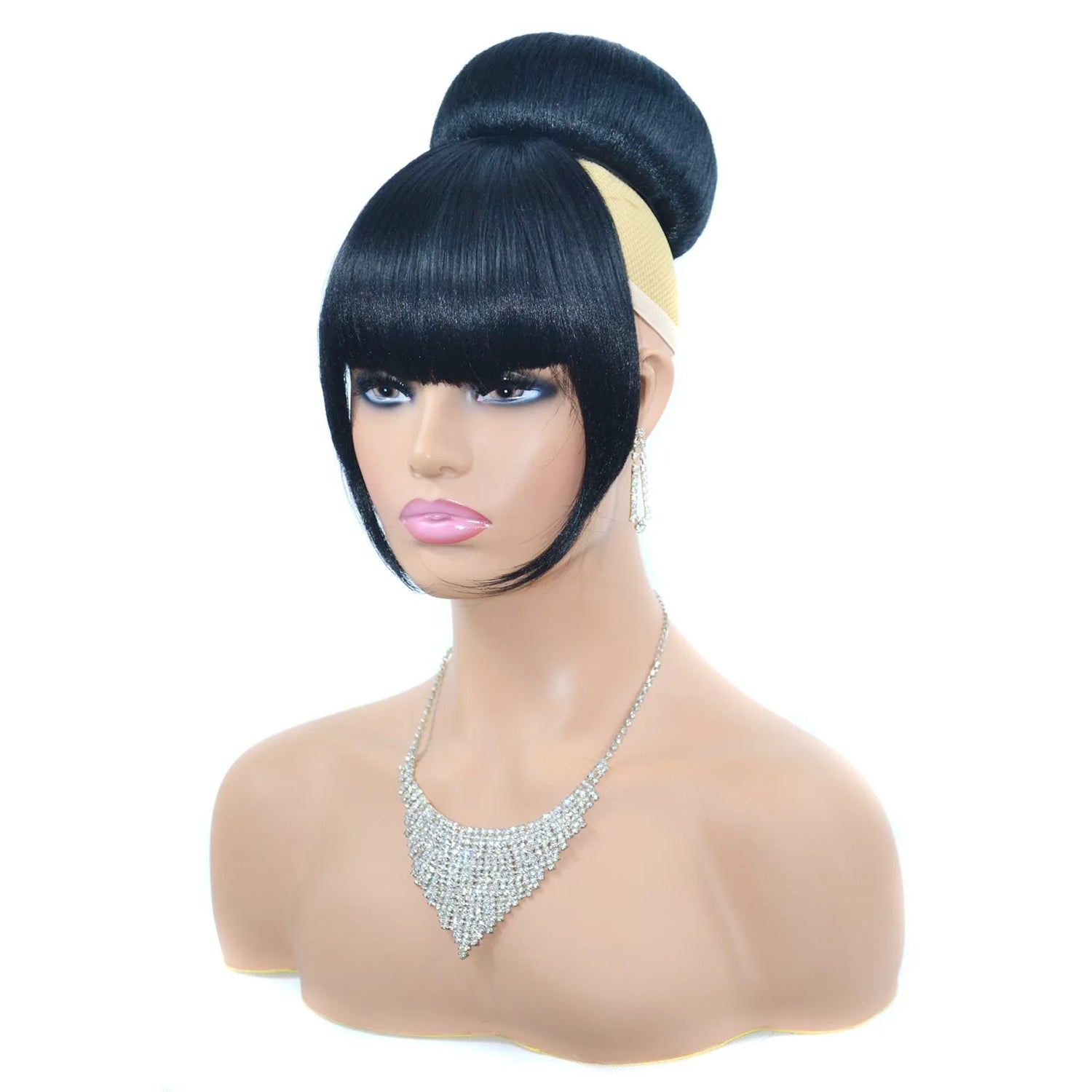 Synthetic Hair Chignon with Bangs