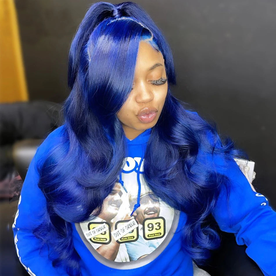 Vibrant Brazilian Blue Human Hair Wig